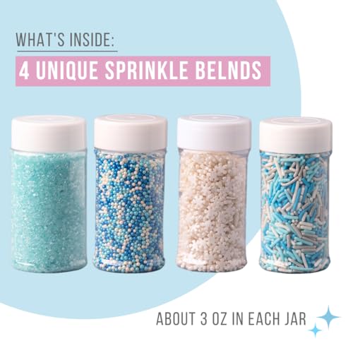 Image of Sweets Indeed Sprinkles, 4 Pack, Edible Sprinkle Mix, Perfect for Cake Decorations, Baking, Ice Cream, Cookies, Cupcake Topper (Winter)