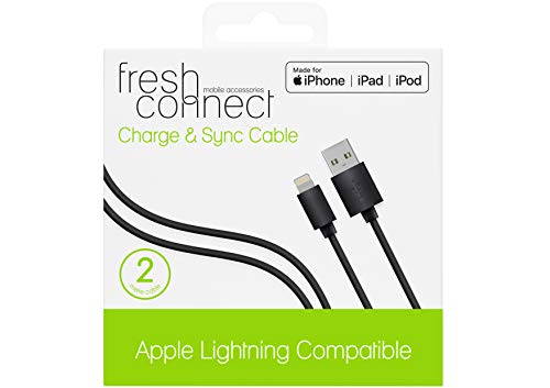 Fresh Connect 2m MFI Certified Lightning Charge & Sync Cable, for iPhone - Black