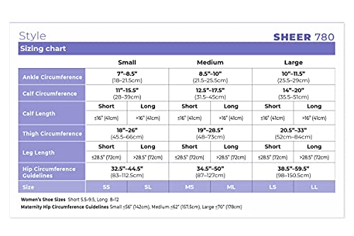 Image of Sigvaris Women's Style Sheer 780 Closed Toe Thigh-Highs w /Grip Top 30-40mmHg - Black - Medium Long
