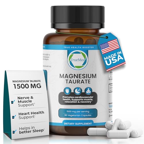 Image of Magnesium Taurate 1500mg, Supports Heart Health and Sleep, 90 Veg Capsules | Magnesium Taurate Supplement Support Heart Health and Better Sleep, GMP Certified, Gluten Free, Non-GMO, Made in USA