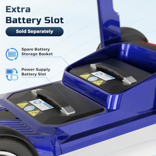 Image of Lightweight Mobility Scooter for Seniors & Adults - Airline & Cruise Approved, 45lb Portable Motorized Scooters with Removable Battery for 12.4 Miles Range, Pneumatic Tires, 330lb Capacity, Blue