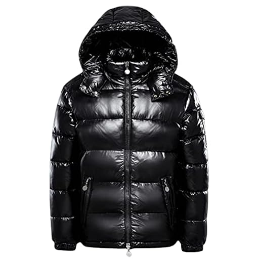 FUUBAMB00 Chaquetas Gruesas de Invierno para Hombres y Mujeres, Chaqueta Corta de Plumón de Pato Blanco Brillante, Abrigo Acolchado con Capucha,Black,3XL(180cm75kg) | Ya disponible en tu tienda friki favorita! En mundofriki.es!