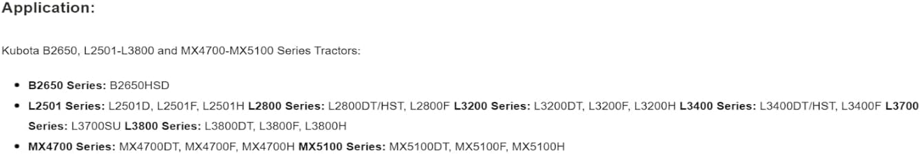 Generic Tractor Seat - SU-310001BK+SU-901005; Black; Compatible with Kubota Tractor Series: B2650, L2501, L2800, L3200, L3400, L3700, L3800, MX4700, MX5100