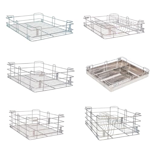 Image of BLOO BASKET 202modular kitchen accessories cabinet, 6-Piece Utensil Organizer, Stainless Steel, Silver (15 Inch Width * 20 Inch Depth, WITHOUT CHANNEL)