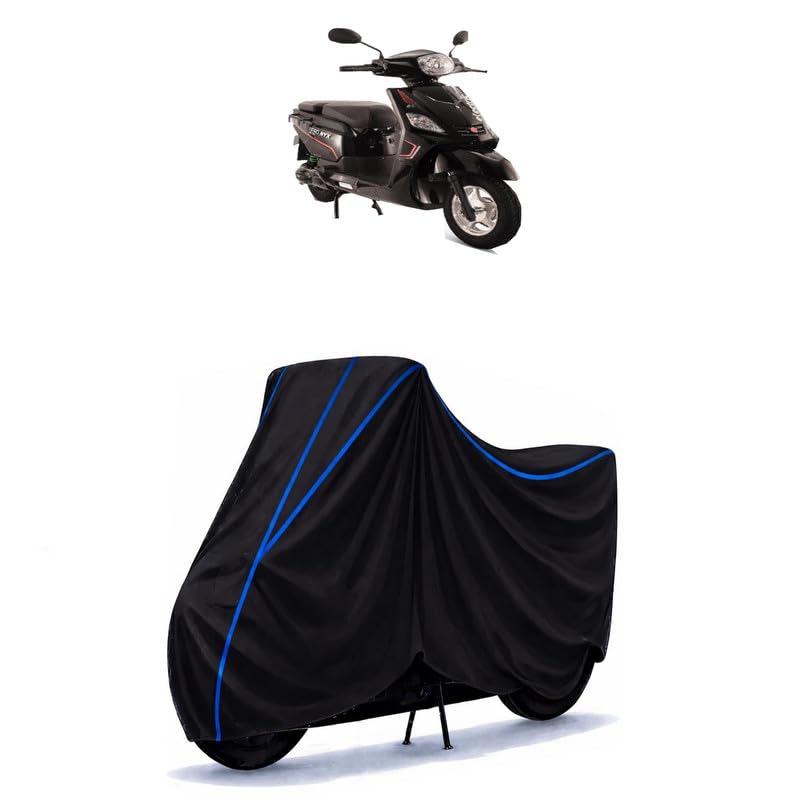 Image of Scooty Cover Water Resistant for Electric NYX HX | Universal Scooter & Bike Cover | Heavy Duty UV Dust, Rain & Scratch Protection | Elastic Fit All Weather Indoor Outdoor | Black with Blue Piping