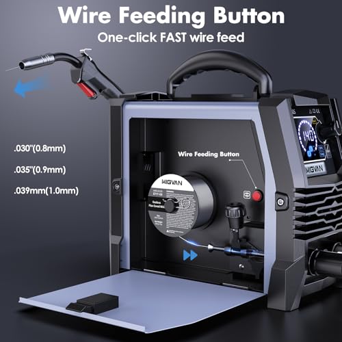 Image of Gasless MIG Welder 110V /220V Dual Votage, 140A Welding Machine, Flux Cored MIG /Lift TIG /Stick ARC 3 in 1 MIGVAN Welders Synergic Control with One-Click Wire Feeding, IGBT DC Inverter with LED Display