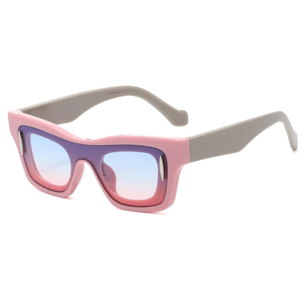 Lunettes de soleil patchwork rétro UV400 unisexes - 8