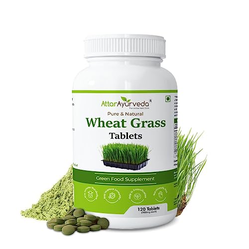 Image of Attar Ayurveda Wheat Grass Tablets (120 Tablets, 500mg) - Natural Antioxidant Superfood, Supports Healthy Joints, Immunity Booster, Non-GMO, Vegan