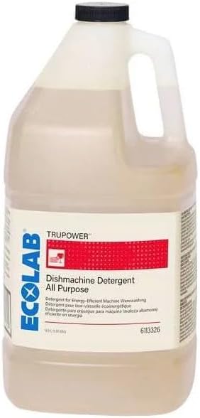 Ecolab Trupower Dishmachine Detergent All Purpose, 1 Gallon, Transparent