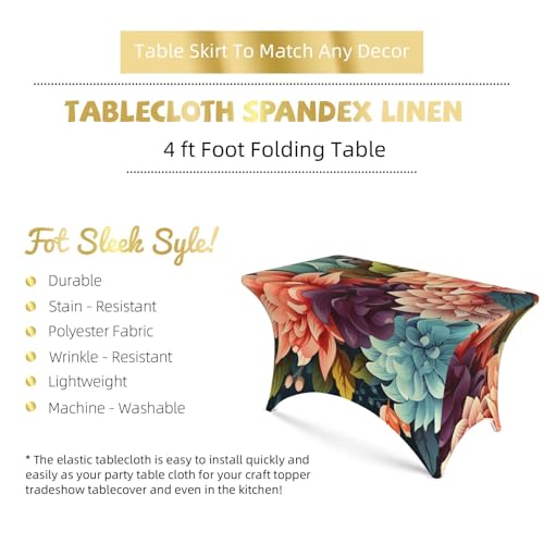 Nappe extensible pour fête de 1,2 m décor fleurs nappe de buffet chic - 4