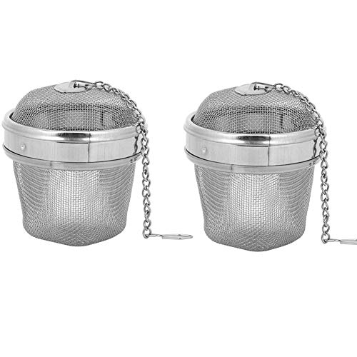 Bola de t� de malla de acero inoxidable de 2 piezas, filtro de juego de t� de 2,8 pulgadas con gancho de cadena de extensi�n que se puede utilizar para t� a granel y especias y condimentos