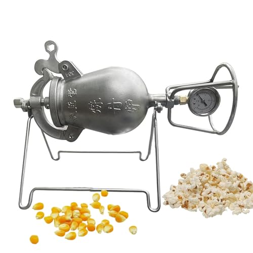 MTHHSXB Máquina para Hacer Palomitas de maíz, Olla Tradicional China Vintage para Palomitas de maíz, Amplificador de Granos Manual de Acero Inoxidable para divertirse en Fiestas en casa (530 ml)