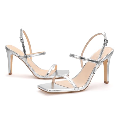Image of Women's Strappy High Heeled Sandals Open Toe Ankle Strap heels Comfy Weddings Shoes