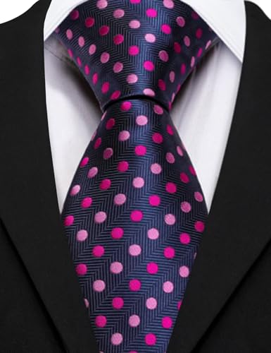 Image of Barry.Wang Mens 6 PCS Ties Silk Striped Paisley Check Floral Necktie Silky Woven Wedding Business Party Ties 3.34 inch