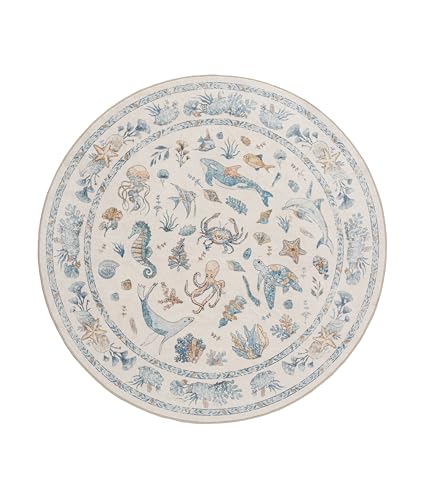 Soft Marine Animal Washable Faux Wool Stain Resistant Rug Rubber