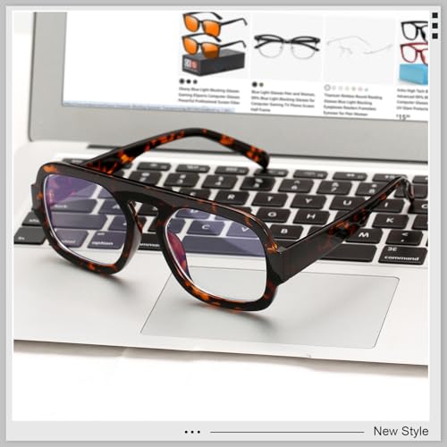 Image of Aviator Blue Light Blocking Glasses for Women Men Square Flat Top Computer TV Eyeglasses Anti Eyestrain