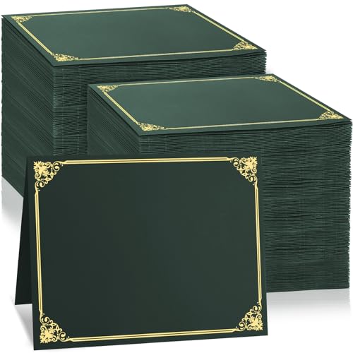 150 Pcs Certificate Holders Bulk, Hunter Green Diploma Covers Gold Foil Border, Document Covers for Letter Size 8.5x11" Award Certificates, Cardstock, Document Papers, Graduation