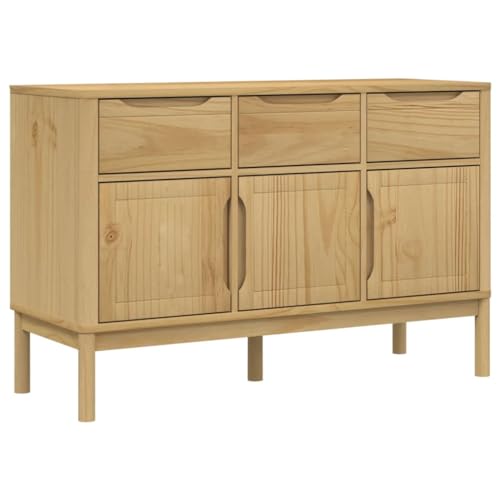 vidaXL Aparador Floro Madera Maciza de Pino marrón Cera 114x43x74 cm, Armario de Almacenamiento, Armario aparador, Armario de Pasillo, Buffet