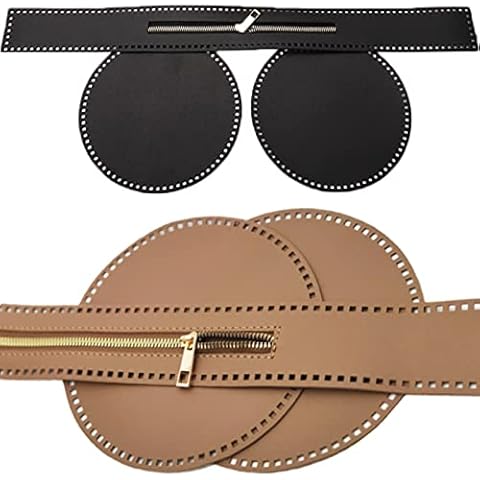 Zubehör für Taschen Häkeln, 3 Teile/Satz Taschenherstellung Zubehör, Taschenboden für Häkeltaschen, Einlegeboden Taschenboden für Häkeln Handtaschen DIY Schultertasche - 2 Satze Rund (Schwarz+Khaki) Cover