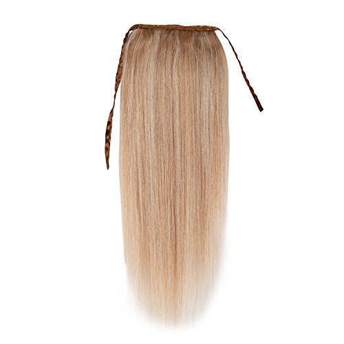 Remeehi NEW Silky Straight High Ponytail Clip in Indian Remy Human Hair Extensions 80g 20 Inches #18/613