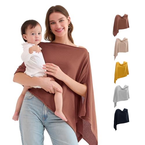 Image of Momcozy Nursing Cover for Breastfeeding, Soft Privacy Poncho, Multi-Use Nursing Shawl, Portable Breast Feeding Covers for Women, Includes Laundry Bag (Rose Taupe)