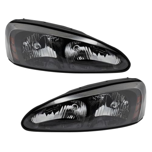 Image of TRQ Driver and Passenger Side Headlight Assembly Set Compatible with 2004-2008 Pontiac Grand Prix