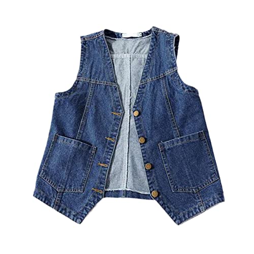 Gilet en jean col V femme noir XXL en coton confortable premium