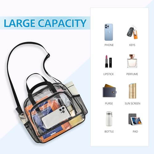 Image of Paxiland Clear Bag for Stadium Events, 12x6x12 inches Tote Bag with Detachable Reinforced Strap for Sports Concert and Work