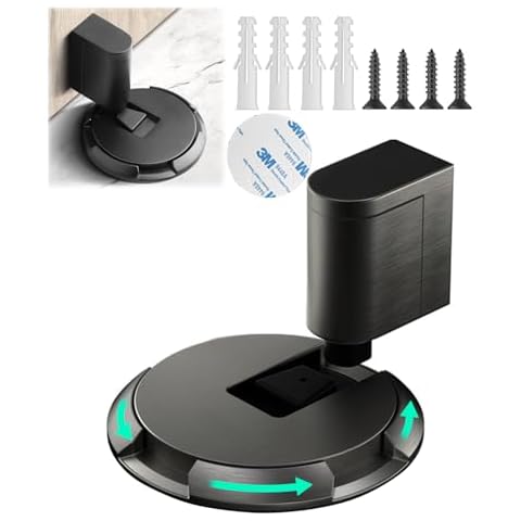 Magnetic Door Stopper, Adjustable Height Door Stoppers, Heavy Duty Adhesive Magnet Suction Door Holder Wall Protector, Silent Mechanical Floor Door Stopper for Office Home Garage (Black) Cover