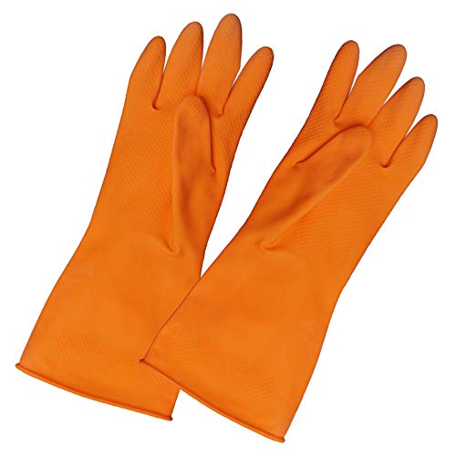 Preisvergleich Produktbild Amacoam Reinigen Sie Latex-Gummi-Handschuhe Wäsche Handschuhe dauerhaft Kunststoff-Gummi-Handschuhe waschen Hausarbeit zu tun (Orange)