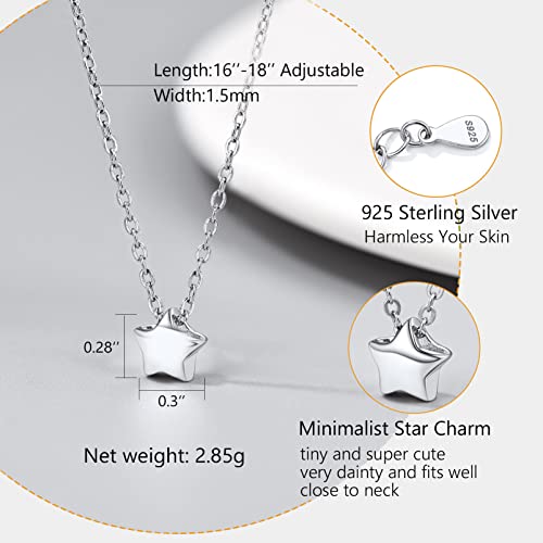 PROSILVER Dainty 925 Sterling Silver Necklace Heart/Round/Star/Moon/Triangle/Vertical Bar Pendant Necklace For Women, 16"-18" Adjustable, Come with Box3