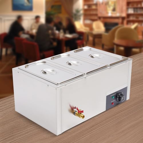 banborba Edelstahl Buffetwärmer Speisewärmer 850 W, 7 L Buffetbehälter, Elektrischer Warmhalter mit Deckel für Restaurants, Kantine, Café usw. – Bild 4