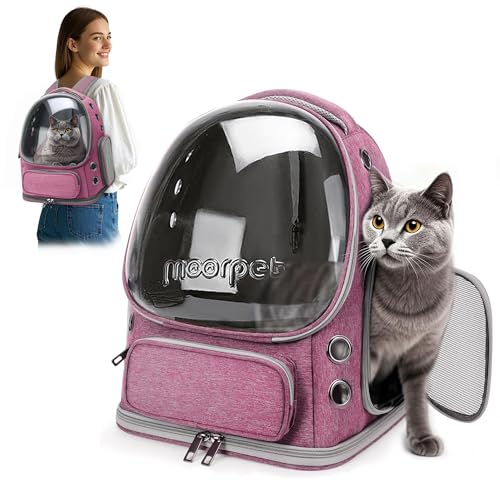 ALLSOPETS Zaino Porta Gatti e Cani Design Innovativo a Bolle Zaino Pieghevole e Portatile con Gancio di Sicurezza Interno per Animali Fino a 7,5 kg Ideale per Viaggi Escursioni e Campeggio (Rosa)