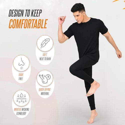 Men's Thermal Underwear Set Base Layer - Short Sleeve T-Shirt/Vest/Top and Long Johns For Men Ultra Soft Warm Underwear Man Body Warmer Size S-XXL