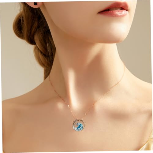 Wave Necklace for Women, Adjustable Ocean Jewelry, Ocean's Oath Necklace Elegant Blue Wave Beach Necklace Inspirational Pendant Necklace for Women Gifts4