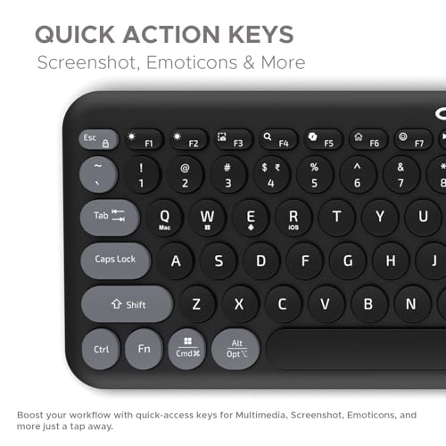 Image of Amkette Optimus XL Plus Rechargeable Wireless Keyboard /Bluetooth Keyboard for PC, Compact Design. Powerful firmware. 2.4G+3xBT, One Click Device Switching & AI Access, Dual OS Layout (Black)