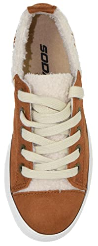 Soda Flat Women's Shoes Lace Up Loafers Casual Sneakers Synthetic Fur Hidden Flatform Endear-G4