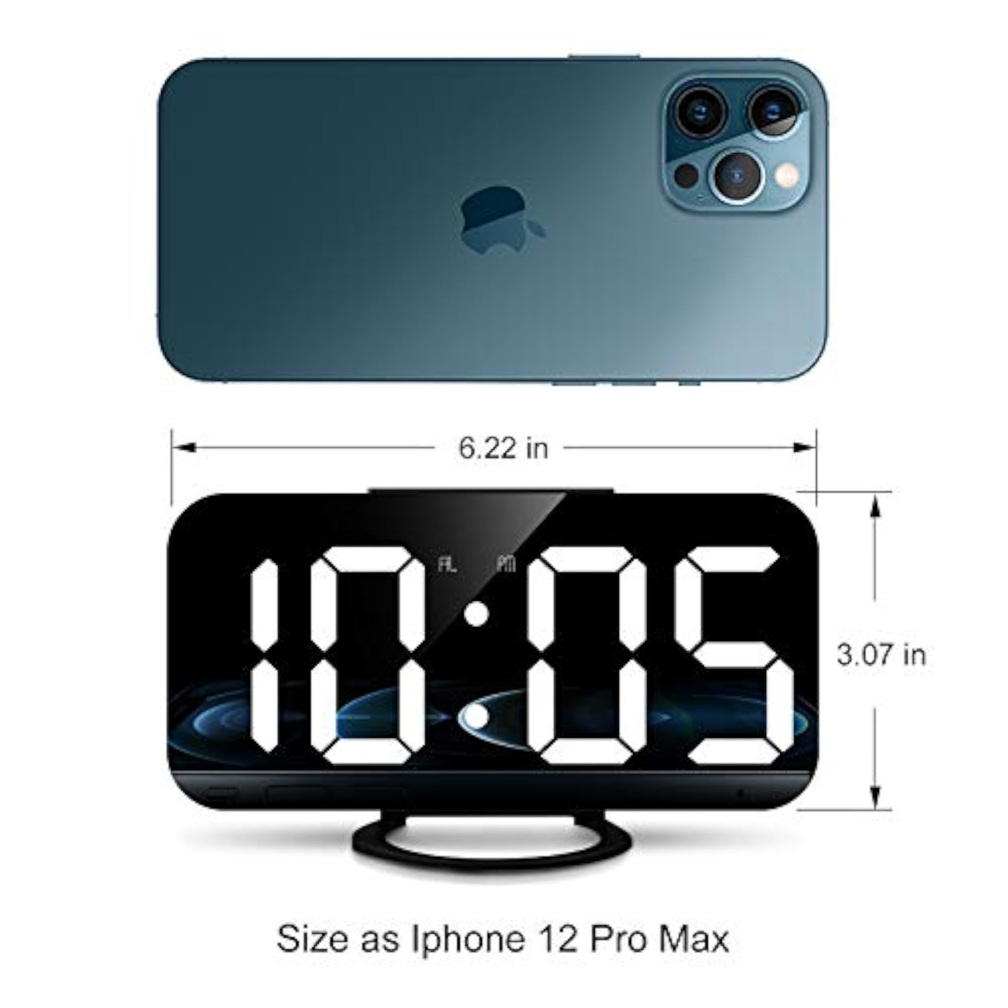 Digital Alarm Clock with LED Mirror Display