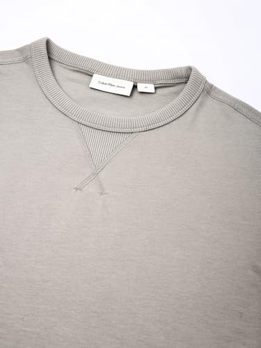 Calvin Klein Herren T-Shirt Kurzarm Regular Tee mit Logo-Badge, Grau (Rock Ridge), XXS – Ansicht 7