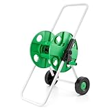 EVERGOODS Heavy-Duty Portable Garden Hose Reel Cart – Free Standing Hose Reel Without Hose, Holds Up to 120ft of 16mm or 150ft of 13mm Hose, 2-Wheel Outdoor Hose Storage, Green