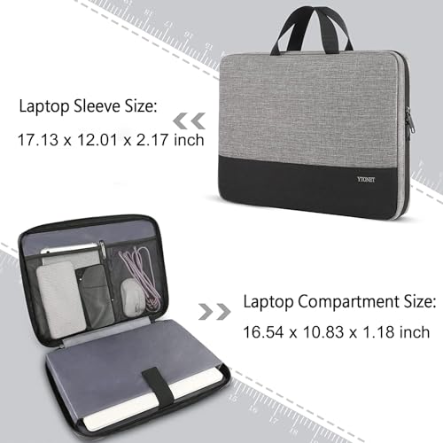 Image of Ytonet Laptop Sleeve Case 17 17.3 Inch, Slim Water Resistant TSA Laptop Bag with Handle Protective Computer Carrying Case Compatible with MacBook Pro, HP, Dell, Lenovo, Asus 16-17 Inch Notebooks, Grey