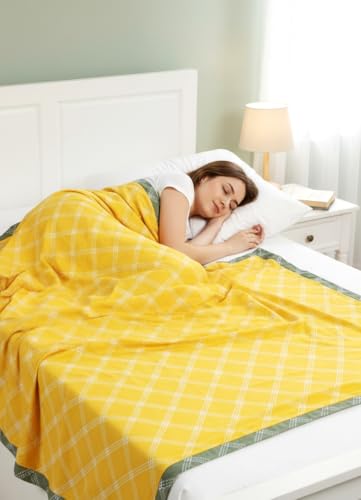 Image of RD TREND Cloud Cotton AC Summer Chadar for Sleeping | 210 TC Soft Lightweight Breathable Single Topsheet /Odhne Wali Chadar | Single Bed Bedsheet 60x90 Inch Yellow