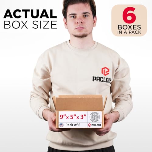 Image of Small Cardboard Boxes 9 inchL x 5 inchW x 3 inchH (Pack of 6) - USA-Made Packing Boxes for Moving, Shipping, or Storage - USPS, UPS, FedEx Approved - Professional Packing Supplies for Moving