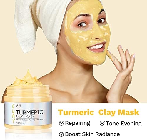 ANAI RUI 3 Pcs Spa Facial Mask Set- Dead Sea Minerals Mud Mask - Turmeric Clay Mask - Green Tea Facial Mud Mask, Blackheads & Oil Control Relaxing Spa Gift Set Self Care for Women Teens 2.5 oz Each — view 2