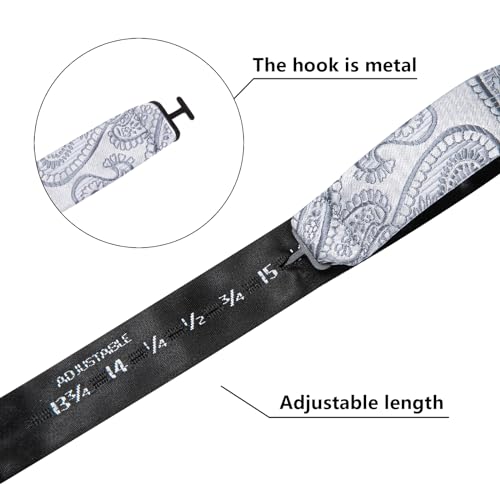 Image of Dubulle Self Tie Bow Ties and Lapel Pin for Men Paisley Solid Mens Bowtie and Handkerchief Cufflinks Set Wedding