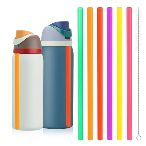 Straw Replacement for Owala Water Bottle 24 oz 32 oz, Reusable Plastic Straws with 1 Cleaner Brush, BPA-free, Dishwasher Safe, Straw Accessories Compatible with Owala Water Bottle