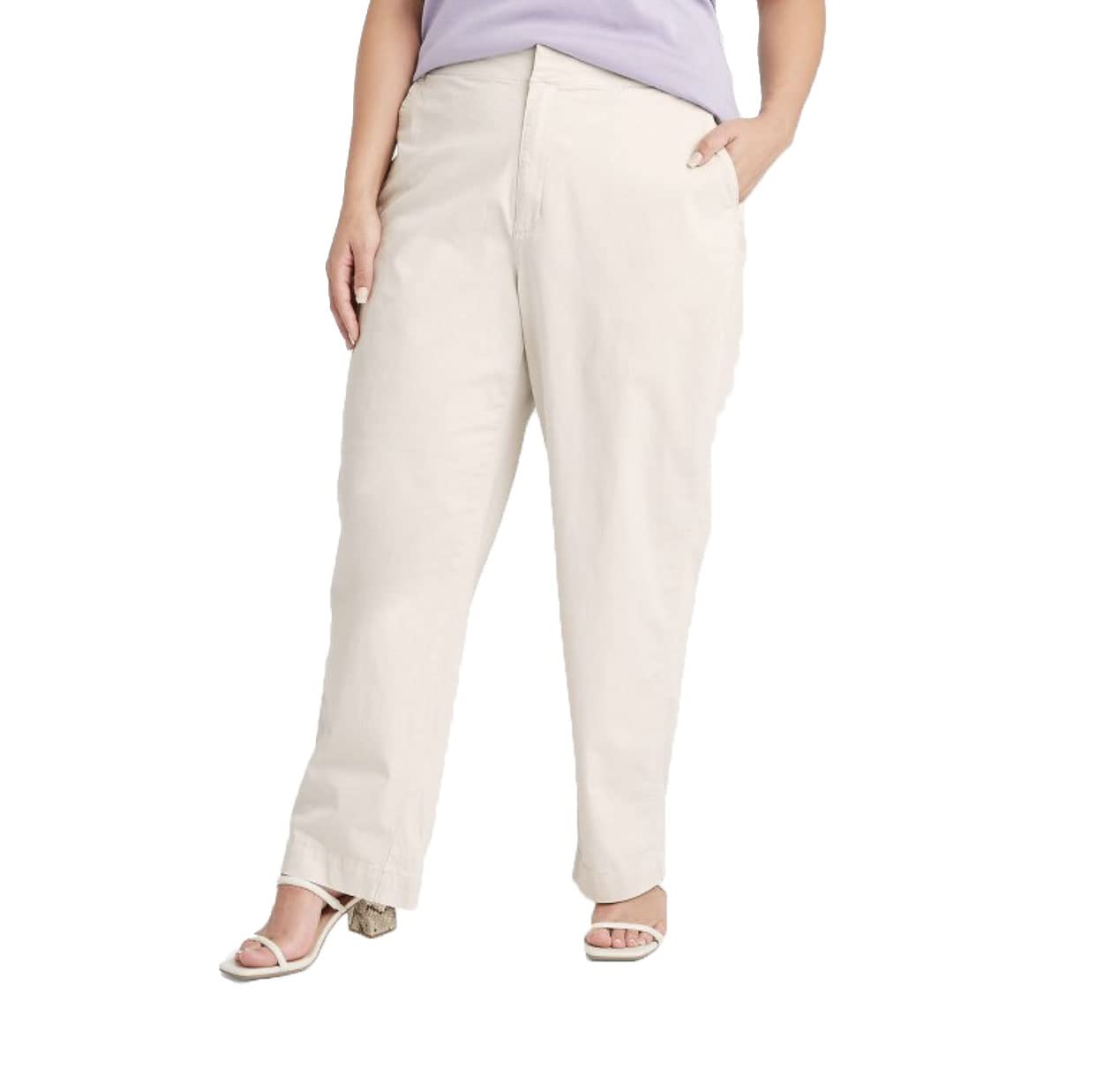 A New Day Womens Plus Size High-Rise Straight Chilled Out Ankle Chino Pants Tan 16W
