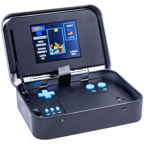 Tetris Arcade in a Tin: Retro Handheld Tetris Game. Portable Tetris Gift for Kids and Adults! Includes Original Sounds, 2.4” Screen. Full Color 8-bit Game. Officially Licensed Tetris Merchandise.