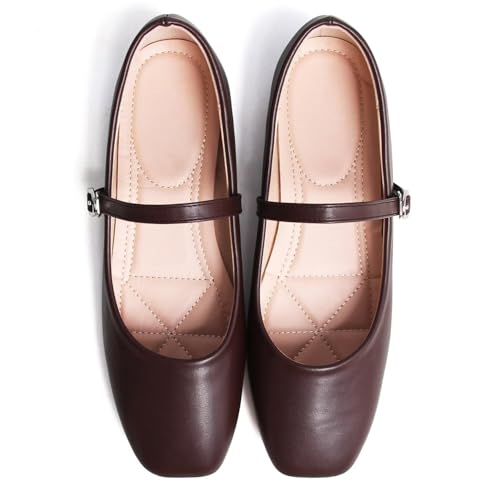 Image of LUXINYU Women's Slip on Flats,Classy Round Toe Solid Classic Mary Jane Ballet Dance Shoes Soft Comfortable PU Flat Shoes