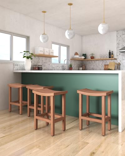 Image of AquaTeak Patented 24 inch Sumba Tall Teak Counter Stool